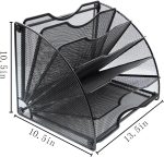 EasyPAG Desk File Organizer 6 Compartment Fan-Shaped Filing Paper Holder Letters Tray Desk Organizers and Accessories,Black - Image 2